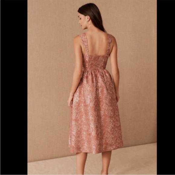 BHLDN Satin Midi Dress, Aletta/Blaine Square-neck Anthropologie 4 - Picture 15 of 16